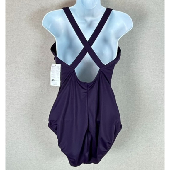 NEW Lands End Womens One PIece Swimsuit Size Large 12 Deep Purple Lycra Cross - Picture 3 of 10